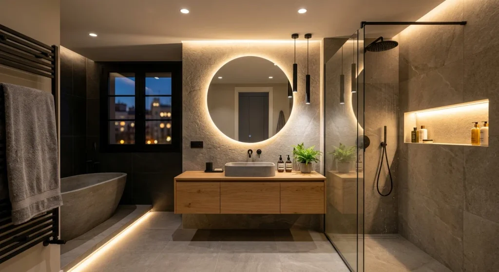 Iluminación estratégica para baños